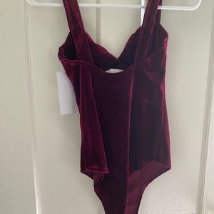 Wine velvet body suit